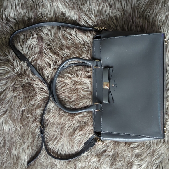 Kate Spade BEACON COURT JEANNE LEATHER HANDBAG LIKE NEW in SHADOW GRAY - Picture 1 of 9